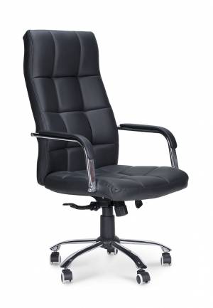 Кресло офисное / Римини / хром / черная экокожа