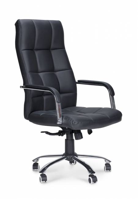 Кресло офисное / Римини / хром / черная экокожа