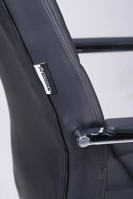 Кресло офисное / Римини / хром / черная экокожа