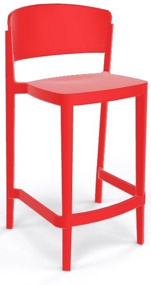 Стул пластиковый полубарный Abuela Stool 67 красный 500х440х910 мм