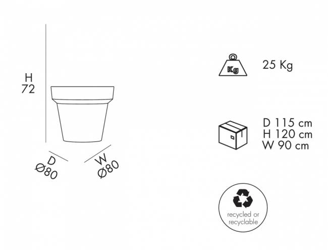 Кашпо пластиковое Pot S синий Ø800х720 мм Кашпо пластиковое Pot S синий Ø800х720 мм