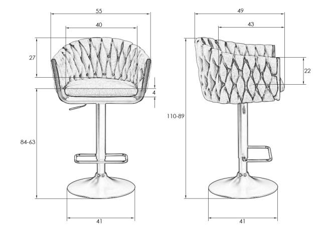 Набор 2 шт Стул барный DOBRIN LEON, кремовая ткань (LAR 275-33)