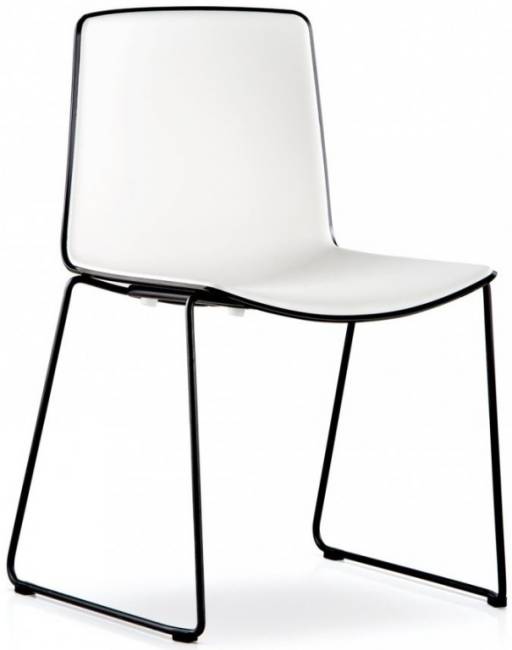 Стул пластиковый на полозьях Tweet белый, черный 530х520х805 мм