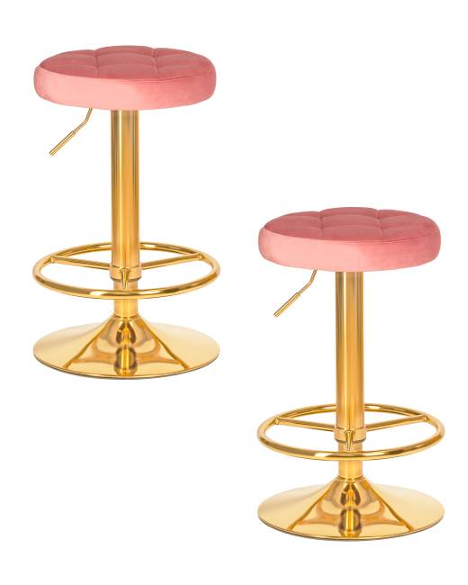 Набор 2 шт Табурет барный DOBRIN BRUNO GOLD, пудрово-розовый велюр (MJ9-32)