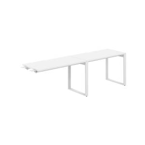 AG.191.WH.V.72.WH / Рабочая станция комбо s-b-s 2400х600х750 / профиль О-образный: 70х20 белый; столешница с вырезом; столешница: белый