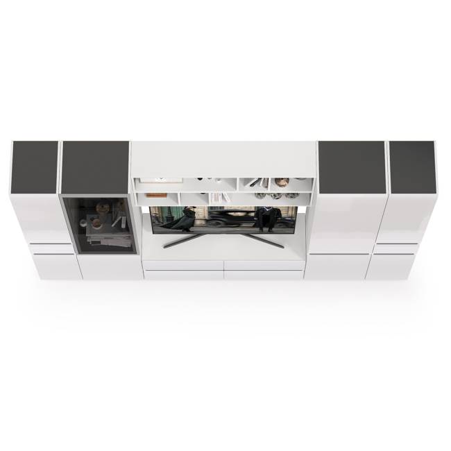 Набор мебели в гостиную Сидней № 36 цвет белый/чёрный/фасады МДФ белый глянец