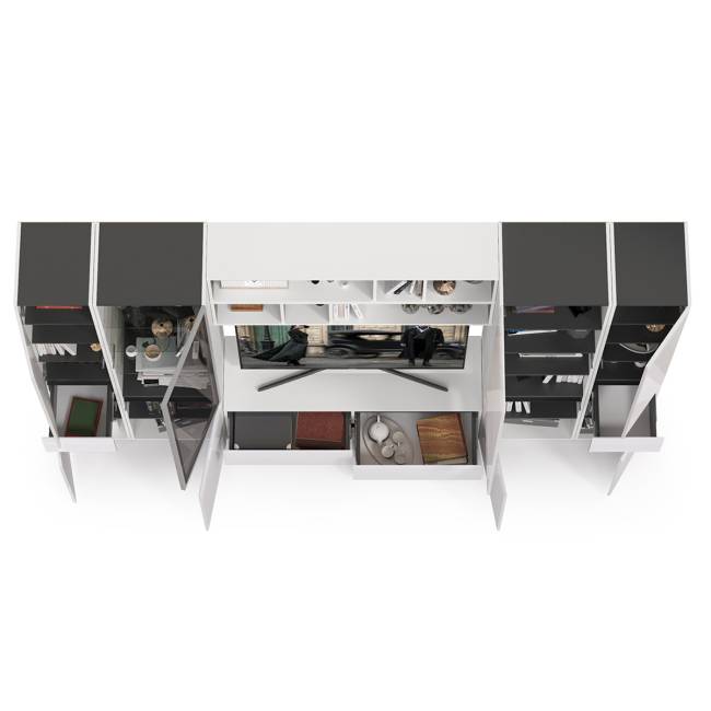 Набор мебели в гостиную Сидней № 36 цвет белый/чёрный/фасады МДФ белый глянец