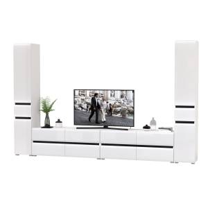 Мебель для гостиной модульная Сидней № 133 цвет белый/чёрный/МДФ белый глянец