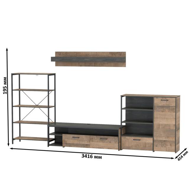 Мебель в гостиную Трувор комплект № 41 цвет дуб гранж песочный/интра