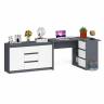 Комод-тумба три ящика и две дверки по бокам Мори МК1200.3 и компьютерный стол МС-16 правый цвет графит/белый