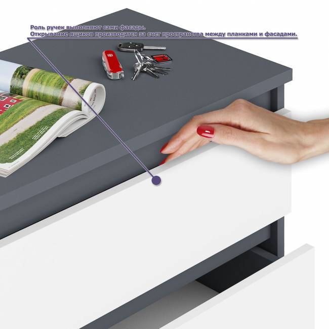 Угловой компьютерный стол - тумба справа со шкафом-комодом и антресолью Мори цвет графит/белый