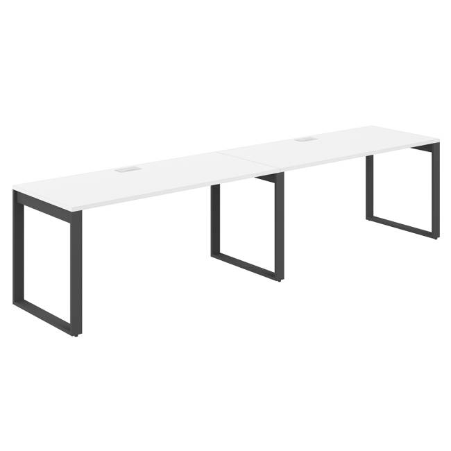 AG.176.WH.L.72.AN / Рабочая станция s-b-s 3200х700х750 / профиль О-образный: 70х20 антрацит; лючок: серебро; столешница: белый