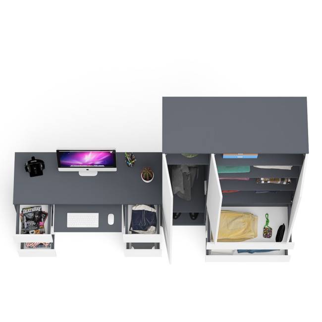 Стол компьютерный 2-х тумбовый со шкафом-комодом МШ1200 Мори цвет графит/белый