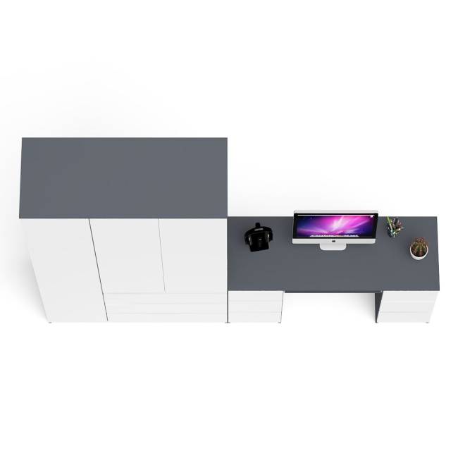 Стол компьютерный 2-х тумбовый со шкафом-комодом МШ1200 Мори цвет графит/белый