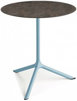 Стол ламинированный обеденный Tripe Maxi голубой, кортен Ø800х740 мм
