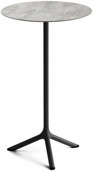 Стол ламинированный барный Tripe черный, каменный Ø600х1100 мм