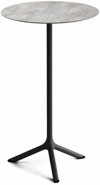 Стол ламинированный барный Tripe черный, каменный Ø600х1100 мм