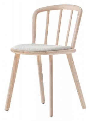 Стул деревянный с обивкой Nym беленый ясень, серый 460х500х755 мм