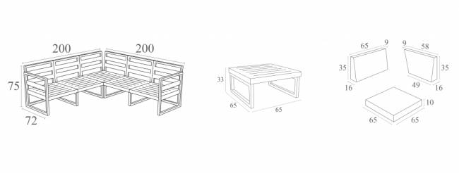 Комплект угловой пластиковой мебели Mykonos серебристый, светло-коричневый Комплект угловой пластиковой мебели Mykonos серебристый, светло-коричневый