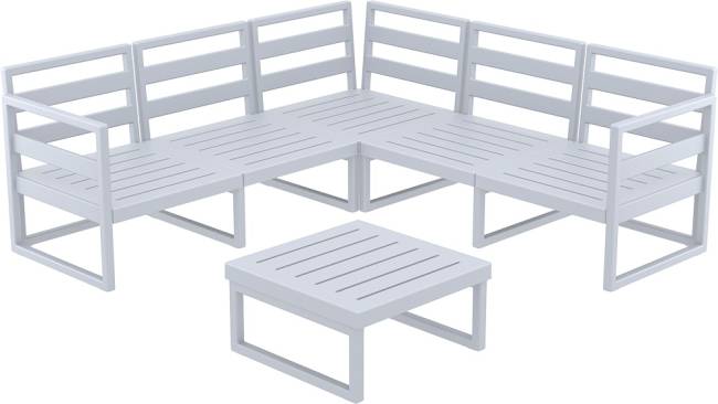 Комплект угловой пластиковой мебели Mykonos серебристый, светло-коричневый Комплект угловой пластиковой мебели Mykonos серебристый, светло-коричневый