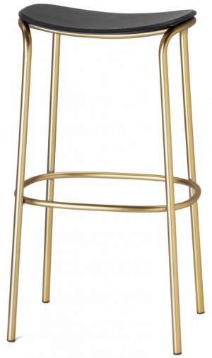 Табурет деревянный полубарный Trick Wood матовое золото, черный дуб 350х350х670 мм