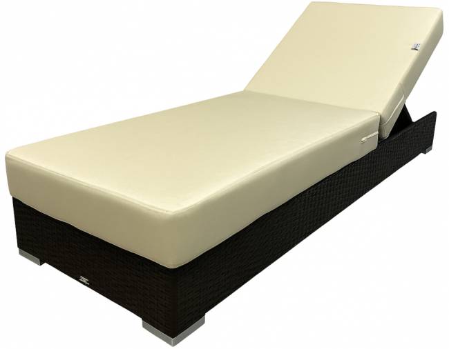 Шезлонг-лежак плетеный с матрасом Mantera коричневый люкс, светло-бежевый 2000х700х350 мм