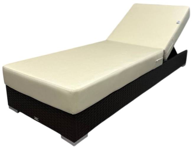 Шезлонг-лежак плетеный с матрасом Mantera коричневый люкс, светло-бежевый 2000х700х350 мм