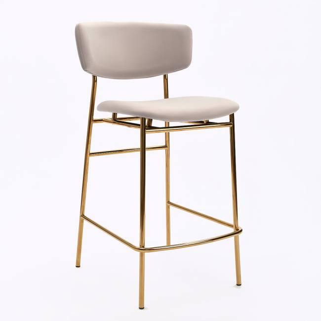 Дизайнерский полубарный стул Marko латте, основание золото