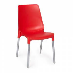 Стул GENIUS (mod 75) / 1 шт. в упаковке металл/пластик, 46x56x84cм, красный/ножки хром красный металл/пластик