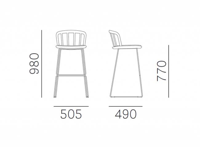 Стул барный с обивкой Nym 505х490х980 мм