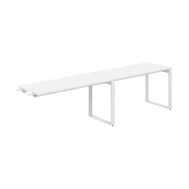 AG.192.WH.V.72.WH / Рабочая станция комбо s-b-s 2800х600х750 / профиль О-образный: 70х20 белый; столешница с вырезом; столешница: белый