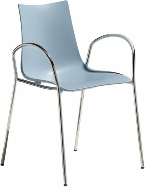 Кресло пластиковое Zebra Technopolymer хром, голубой 540х520х810 мм