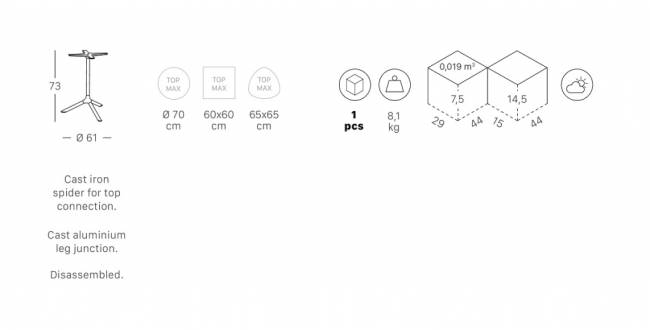 Подстолье металлическое Tripe тортора Ø610х730 мм
