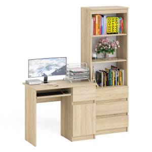 Компьютерный стол с ящиком и дверкой МС-1 правый со стеллажом с ящиками МСТ600 Мори цвет дуб сонома