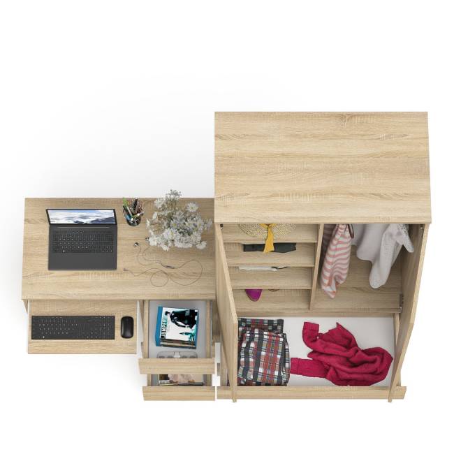 Компьютерный стол с ящиками правый и шкаф-комод МШ900.1 Мори цвет дуб сонома
