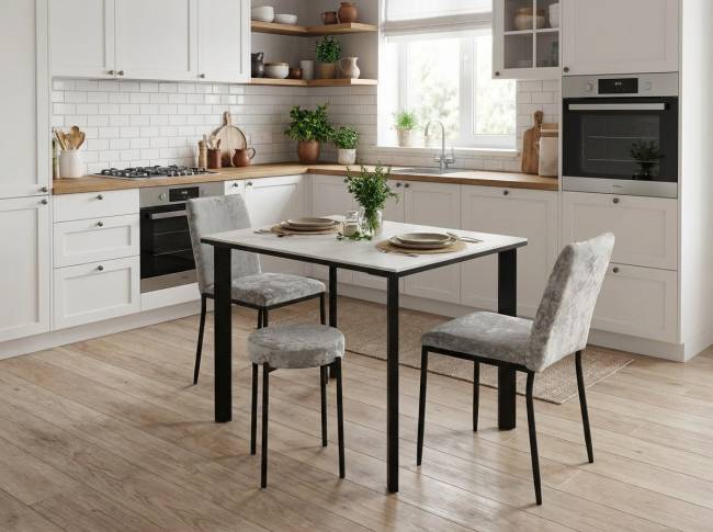 Стол DikLine SKT90 Керамика YB8020125BG ONYX/подстолье черное/опоры черные