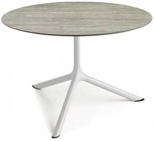 Столик ламинированный кофейный Tripe Maxi белый, состаренный серый дуб Ø800х510 мм