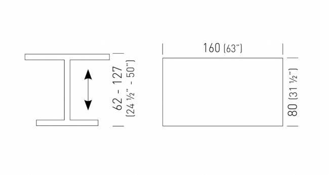 Стол ламинированный с регулировкой высоты Azione 1600х800х620-1270 мм