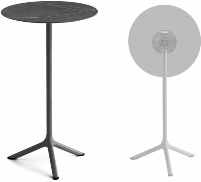 Стол ламинированный барный складной Tripe Folding антрацит, черный мрамор Сахара Ø600х1100 мм