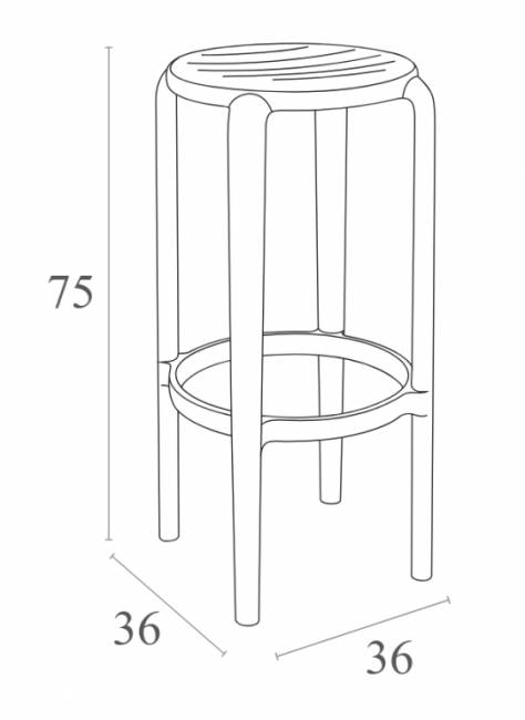 Табурет пластиковый барный Tom Bar 75 бежевый 360х360х750 мм