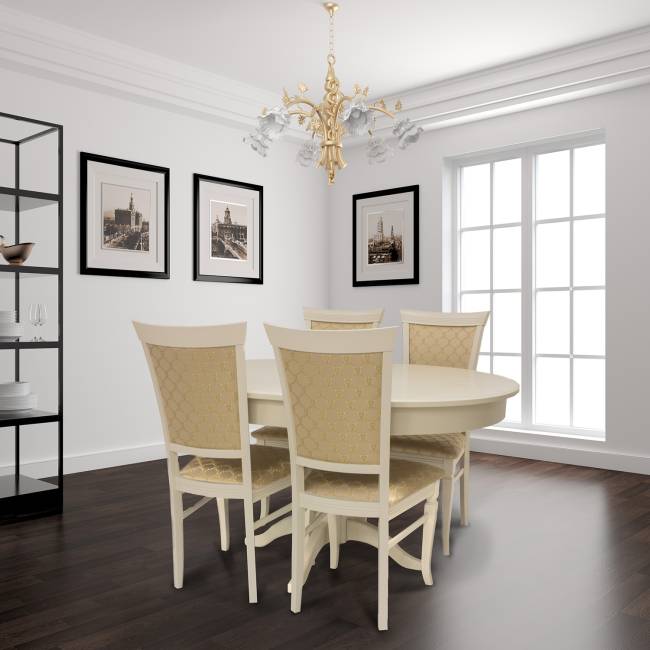 Набор мебели для кухни Leset Мичиган 2Р + Монтана Слоновая кость Лозанна шери Слоновая кость