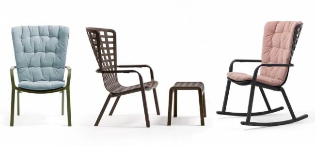 Лаунж-кресло пластиковое с подушкой Folio агава, розовый 720х810-925х1130-1065 мм