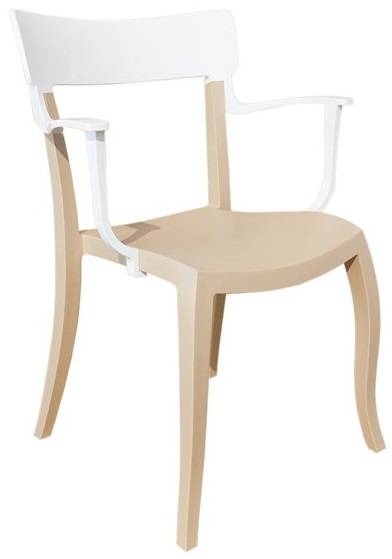 Кресло пластиковое Hera-K песочный, белый 590х550х840 мм