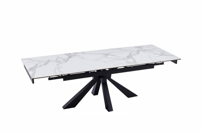 Стол керамический Dick 160-240*90*76 белый глянцевый/черный