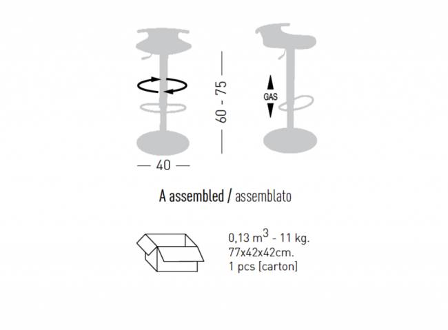 Стул пластиковый барный Tom 400х400х750 мм
