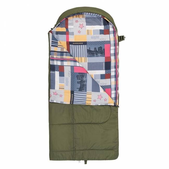 Спальный мешок OLYMPUS Wide Plus 300 (220х106, холлоф.,зеленый/город) (T-HS-SB-OWP-300-NC) Helios