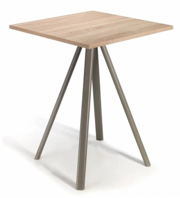 Стол ламинированный барный Norman минерально-серый, дубовый 700х700х1060 мм