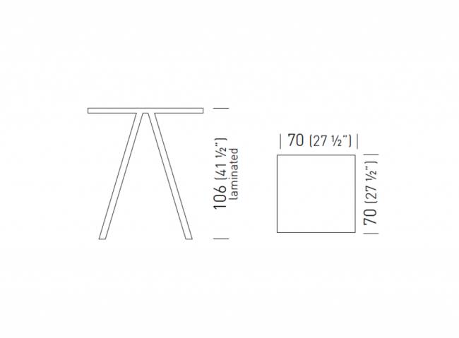 Стол ламинированный барный Norman минерально-серый, дубовый 700х700х1060 мм