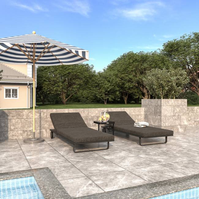 Шезлонг COSTA на колесах маренго - каркас карбон