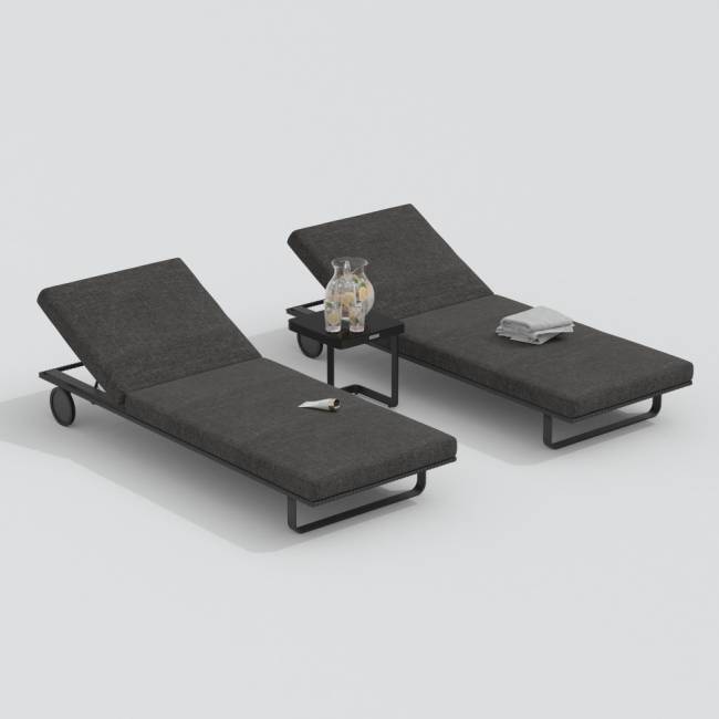 Шезлонг COSTA на колесах маренго - каркас карбон